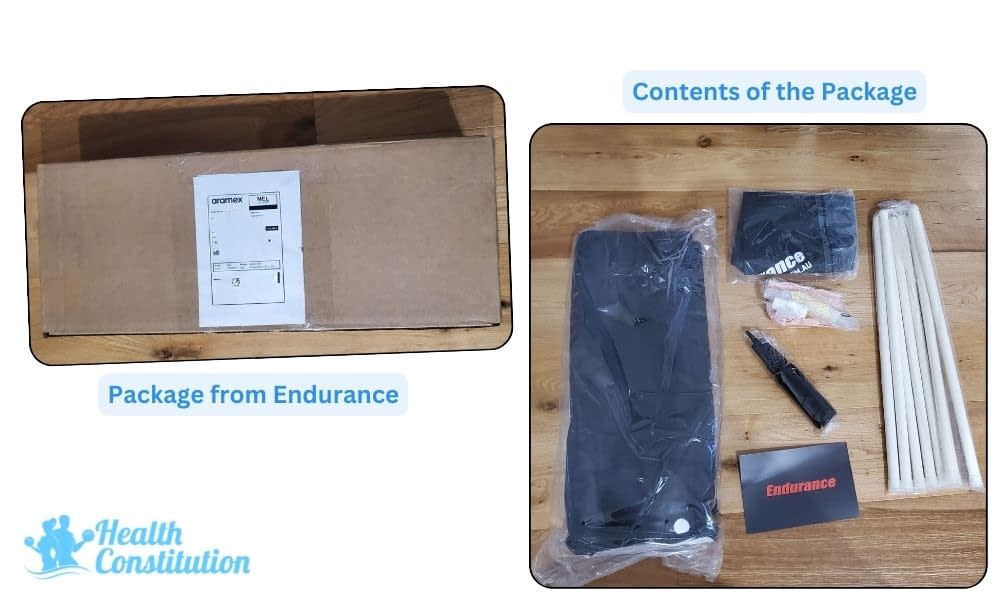 Package and Contents of Endurance Recovery Boots Ice Bath