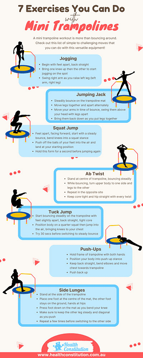 Infographic on 7 Exercises You Can Do with Mini Trampolines