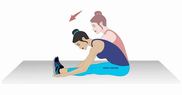 Graphic of woman doing hamstring stretch