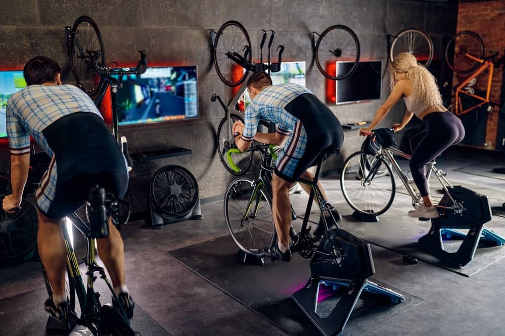 Virtual Reality Exercise Bike Workout at a Gym
